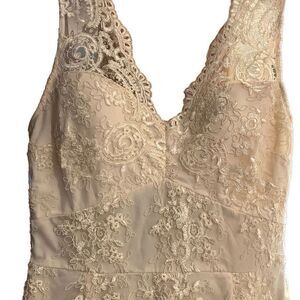 Soieblu Women’s Lace Cocktail or Wedding Formal Dress Size Large Cream
